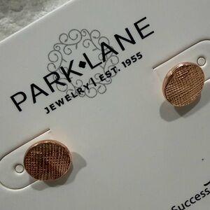 Park Lane Rose Gold Mesh Stud Earrings | Textured Round Disc | Minimalist Chic